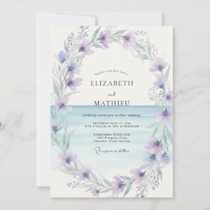 Sanfte Flieder-Blüten-Hochzeit Einladung