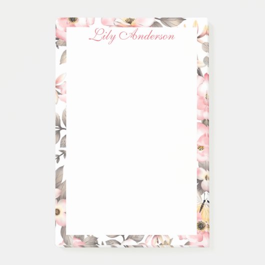 Sanfte Floral Post-it Klebezettel (Vorderseite)