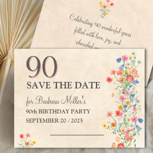 Sanfte Florale 90. Geburtstagsfeier Save The Date