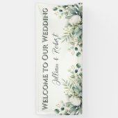 Sanfte Florale Grün Begrüßung Hochzeit Banner (Vertikal)