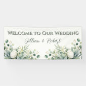 Sanfte Florale Grün Begrüßung Hochzeit Banner (Horizontal)
