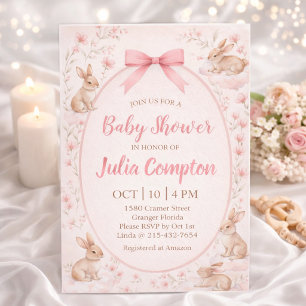 Sanfte florale Häschen-Baby-Shower-Einladung  Postkarte
