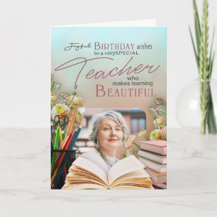 Sanfte florale Lehrerbilderinnerung zum Geburtstag Karte