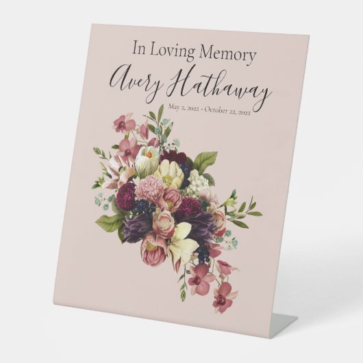 Sanfte Florals Feier des Lebens Sockelschild (Vorderseite)