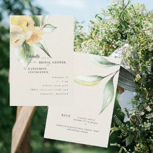 Sanfte gelbe Blumen-Cream-Braut-Shower Einladung