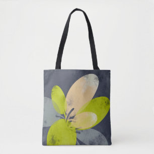 Sanfte gelbe Blüte auf grauer Tote-Tasche Tasche