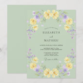 Sanfte gelbe Lavendel-Mohn-Hochzeit Einladung (Vorne/Hinten)