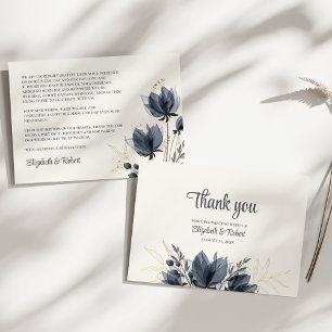 Sanfte graue Blumen Hochzeit Dankeskarte