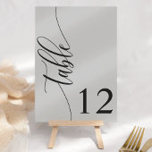 Sanfte graue moderne Kalligrafie-Hochzeit Tischnummer