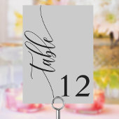 Sanfte graue moderne Kalligrafie-Hochzeit Tischnummer