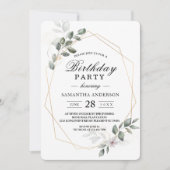 Sanfte Greenery Watercolor Leaf Rahmen & Blume Einladung (Vorderseite)