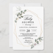 Sanfte Greenery Watercolor Leaf Rahmen & Blume Einladung (Vorderseite)