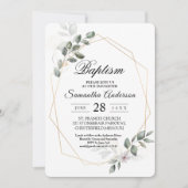 Sanfte Greenery Watercolor Leaf Rahmen & Blume Einladung (Vorderseite)