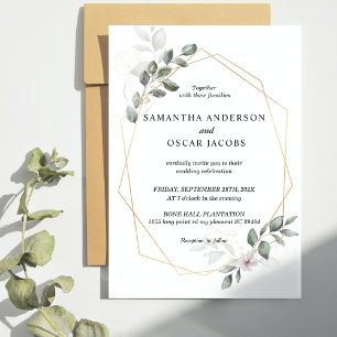 Sanfte Greenery Watercolor Leaf Rahmen & Blume Einladung