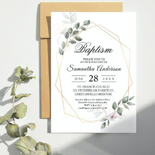 Sanfte Greenery Watercolor Leaf Rahmen & Blume Einladung