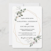 Sanfte Greenery Watercolor Leaf Rahmen & Blume Einladung (Vorderseite)