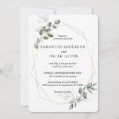 Sanfte Greenery Watercolor Leaf Rahmen & Blume Einladung (Vorderseite)