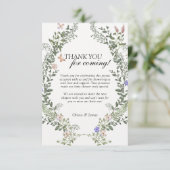 Sanfte grüne Boho Gender Neutral Floral Baby Dusch Dankeskarte (Stehend Vorderseite)