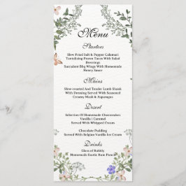 Sanfte grüne Boho Gender Neutral Floral Baby Dusch Menükarte