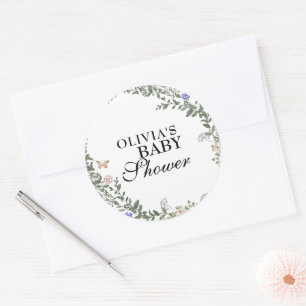 Sanfte Grüne Boho-Geschlechtsneutrale Florale Baby Runder Aufkleber