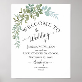 Sanfte grüne Eukalyptus-Aquarell-Rustical-Hochzeit Poster