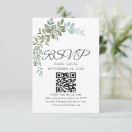 Sanfte grüne Eukalyptus-Aquarell-Rustical-Hochzeit RSVP Karte