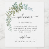 Sanfte grüne Eukalyptus-Aquarell-Rustical-Hochzeit Weinetikett (Einzelnes Label)