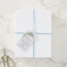 Sanfte grüne Eukalyptus-Aquarell-Rustico-Hochzeit Geschenkanhänger