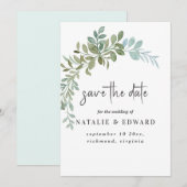 Sanfte grüne Eukalyptus-Aquarell-Rustico-Hochzeit Save The Date (Vorne/Hinten)