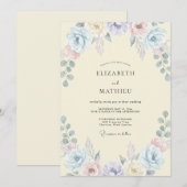 Sanfte Hellgelbe Wildblumen-Hochzeit Einladung (Vorne/Hinten)