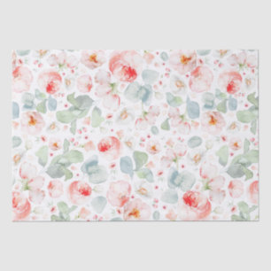 Sanfte hellrosa Wasserfarben Blumen Botanik  Seidenpapier