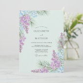 Sanfte Hellviolette Wisterien-Hochzeit Einladung (Stehend Vorderseite)