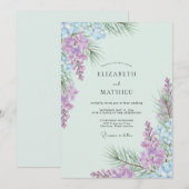 Sanfte Hellviolette Wisterien-Hochzeit Einladung (Vorne/Hinten)