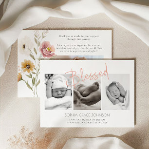 Sanfte Herbst-Blumen-Baby-Foto-Geburtsanzeige Einladung