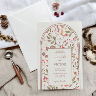 Sanfte Herbstblätter Hochzeit Einladung