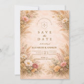 Sanfte herbstliche Florale Hochzeit Save The Date (Vorderseite)
