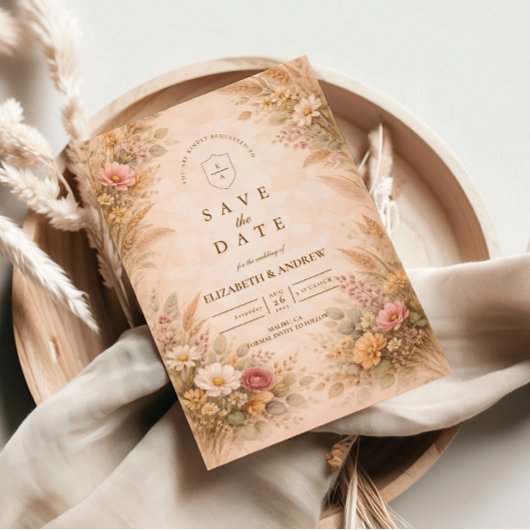 Sanfte herbstliche Florale Hochzeit Save The Date