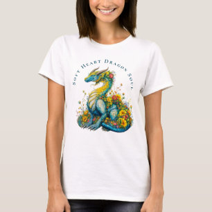 Sanfte Herz Drachenseele Whimsische Blumen-Drachen T-Shirt