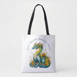 Sanfte Herz Drachenseele Whimsische Blumen-Drachen Tasche