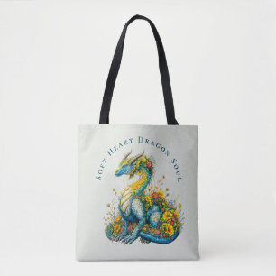 Sanfte Herz Drachenseele Whimsische Blumen-Drachen Tasche