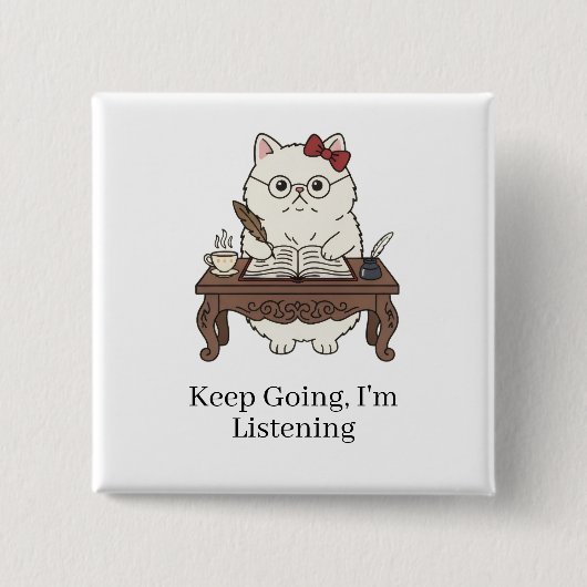 Sanfte Hörkatze Studien-Kaffe-Accessoires-Kunst Button (Vorderseite)
