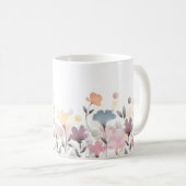 Sanfte hübsche Aquarell-Kunst-Blumen Kaffeetasse (VorderseiteRechts)
