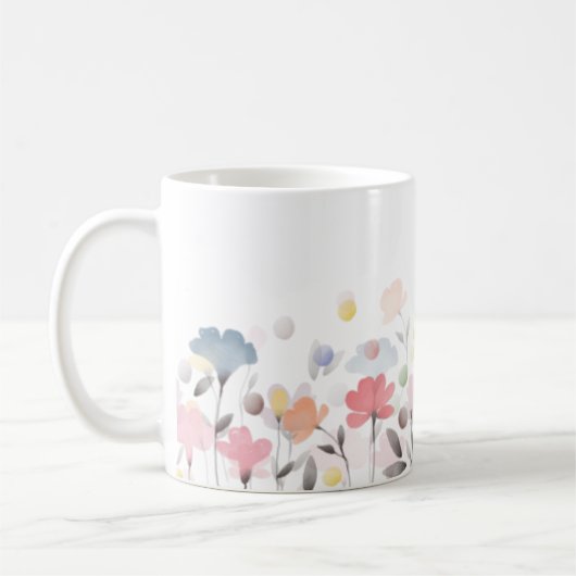 Sanfte hübsche Aquarell-Kunst-Blumen Kaffeetasse (Links)