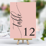 Sanfte Korallenrosa Moderne Kalligraphie Hochzeit Tischnummer<br><div class="desc">Mit diesen eleganten, sanften, rosafarbenen Tischnummern aus Korallen führen Sie Ihre Gäste zu ihren Sitzplätzen. Diese Tischnummern mit minimalistischem Design und moderner Kalligraphie fügen Ihrem Hochzeitsempfang eine Touch von Eleganz hinzu. Der weiche Hintergrund und die gepflegte, elegante Typografie sorgen für eine einfache Lesbarkeit bei gleichzeitig verstärkter Hochzeitsdekoration. Diese Tischnummern sind...</div>