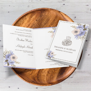 Sanfte Lavendel-Blumen-Islamische-Muslim-Hochzeit Einladung
