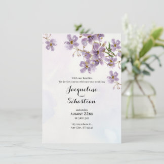 Sanfte Lavendel-Wasserfarben-Hochzeit im Blumensti Einladung