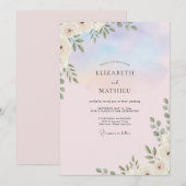 Sanfte lila blättrige Hochzeit Einladung (Vorne/Hinten)