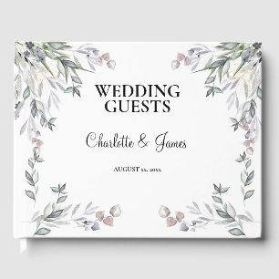 Sanfte lila schottische Heide-Hochzeit Gästebuch