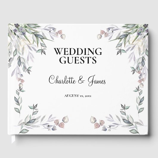 Sanfte lila schottische Heide-Hochzeit Gästebuch (Vorderseite)