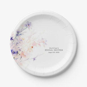 Sanfte lila und rosafarbene Blumen Elegant Minimal Pappteller
